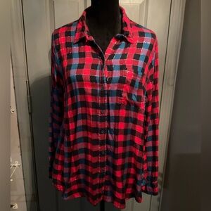 Lucky Brand metallic Buffalo Plaid button down